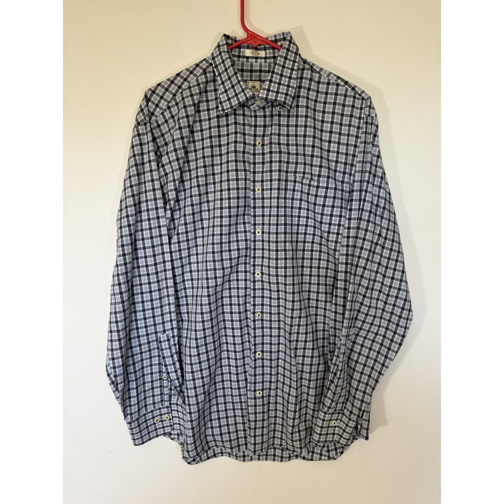 Peter Millar Shirt Mens L Blue Plaid Button Up Preppy Classic Casual